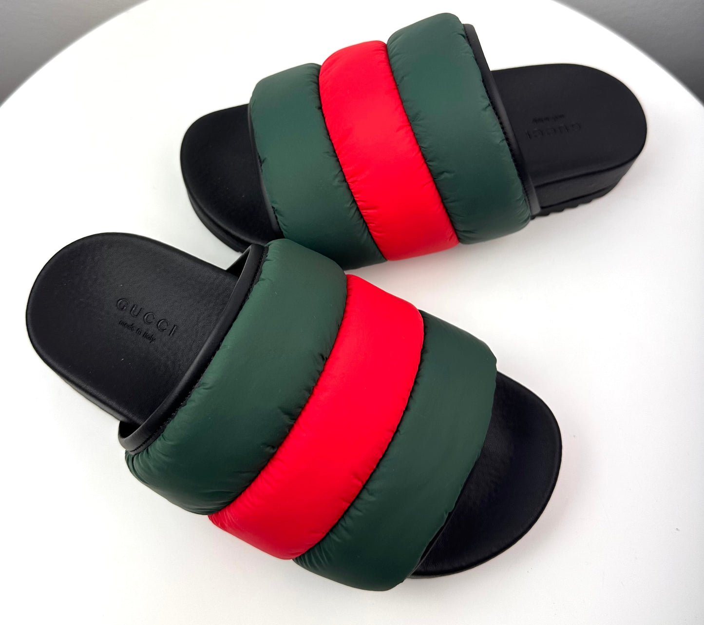 Gucci Padded Web Slide Sandals