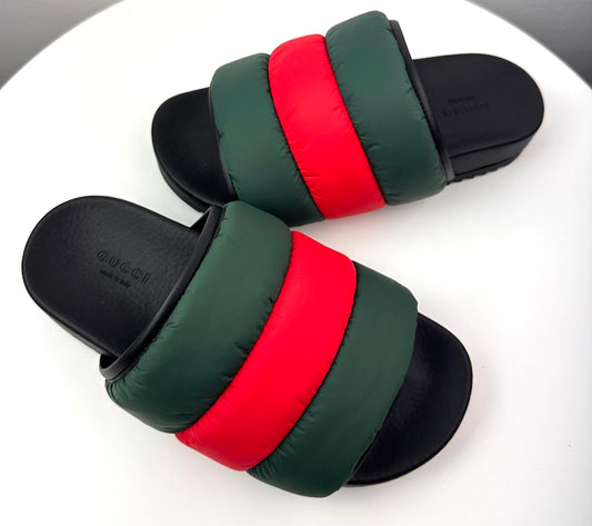 Gucci Padded Web Slide Sandals