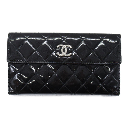 Chanel Black Brilliant Double Sided Long Wallet Patent Leather