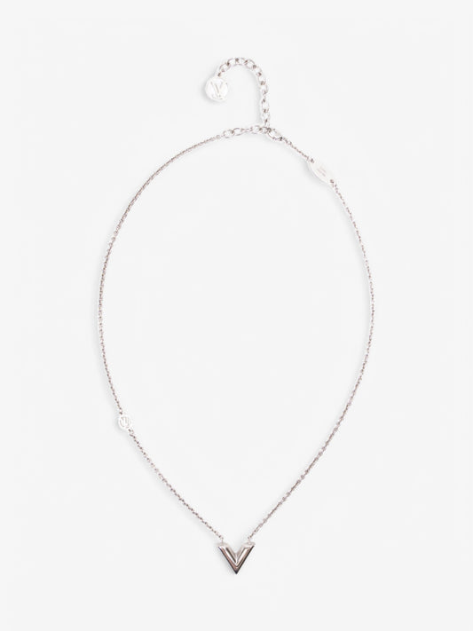 Louis Vuitton Essential V Necklace Silver Gold Plated 45cm