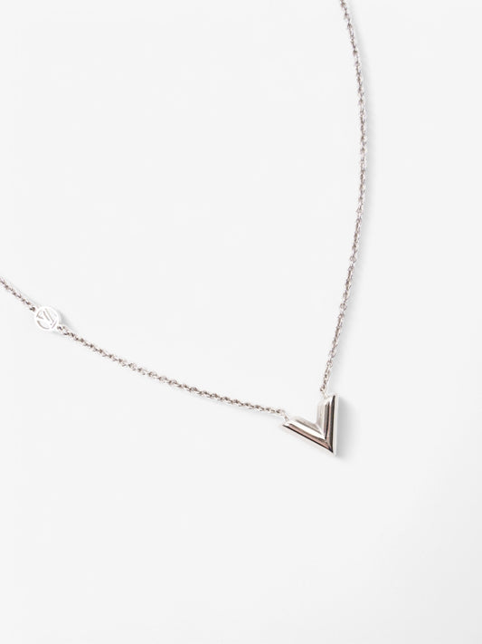Louis Vuitton Essential V Necklace Silver Gold Plated 45cm