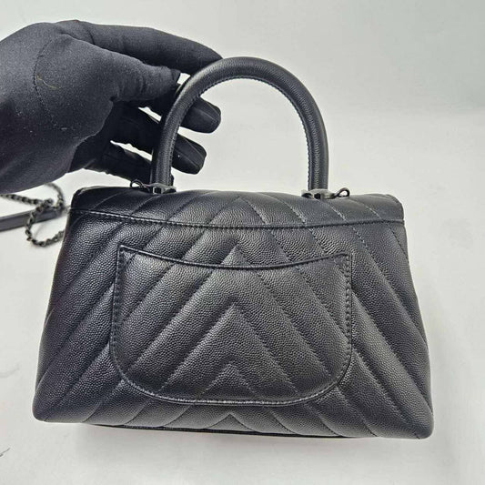 Chanel Chevron Small Caviar  Coco Top Handle Flap bag