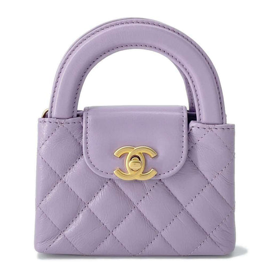 Chanel Calfskin Quilted Mini Nano Kelly Shopper Lilac