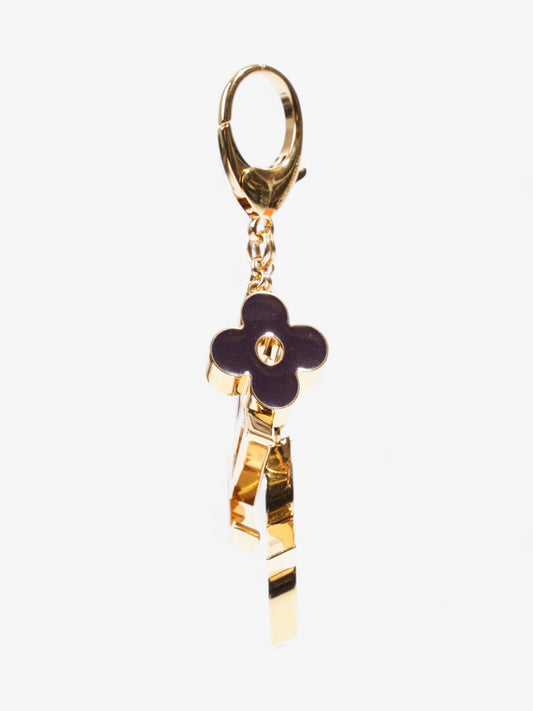 Louis Vuitton Fleur De Monogram Bag Charm Gold / Black / Beige Base Metal