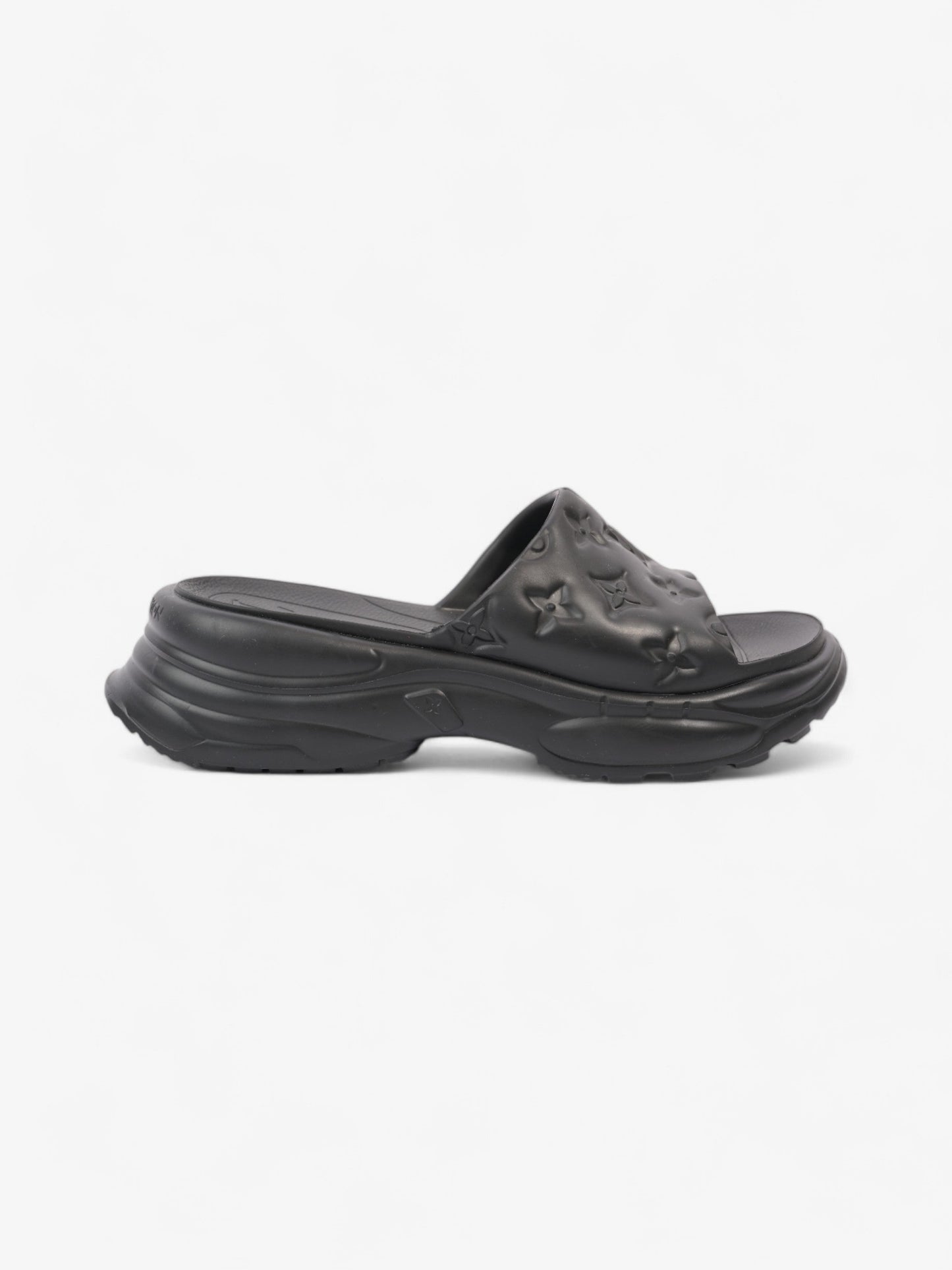 Louis Vuitton Monogram Slides Black Rubber EU 38 UK 5