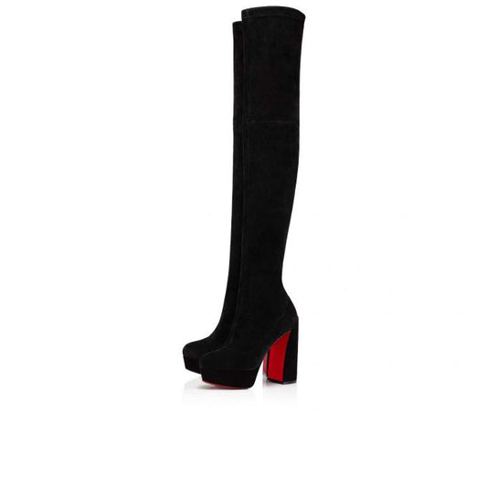 Christian Louboutin Movida Alta Botta Suede Over the Knee Boots in Black