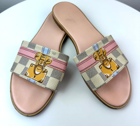 Louis Vuitton Damier Azul Lock in Flat Mule