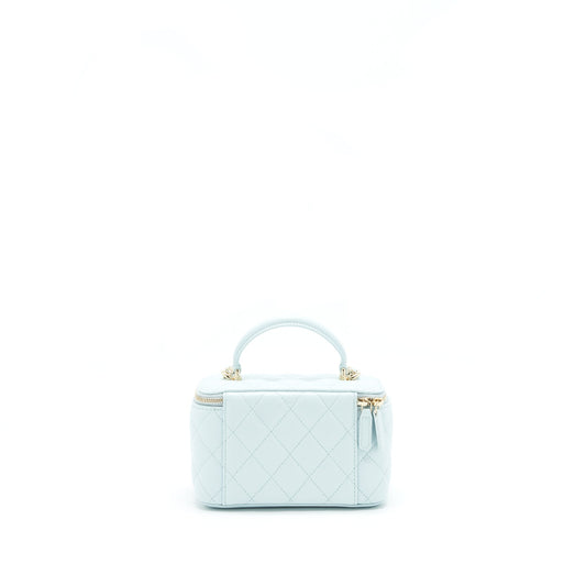 Chanel 21K Rectangular Top handle Vanity with Chain Baby Blue LGHW