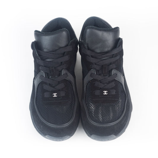 Chanel Suede and Fish-net Cross trainers in Black