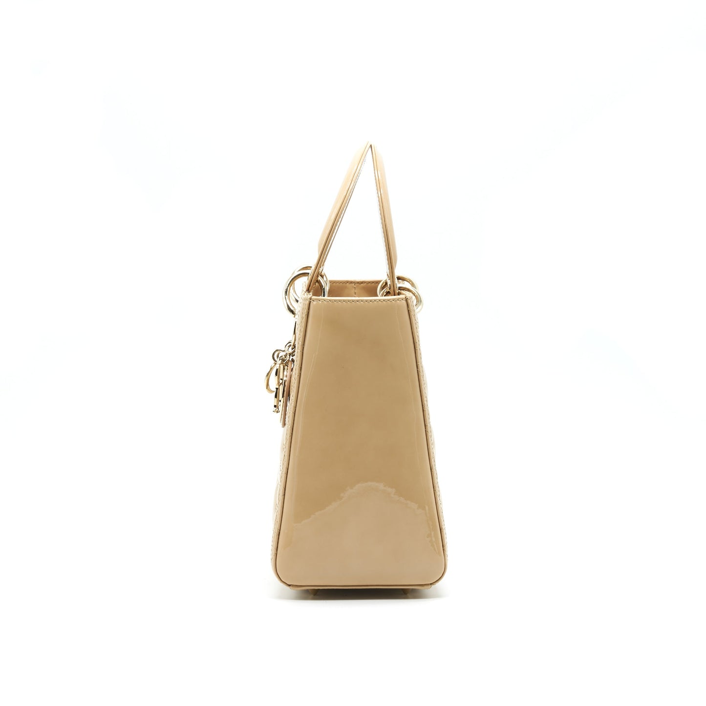 CHRISTIAN DIOR MEDIUM LADY DIOR IN PATENT LEATHER BEIGE