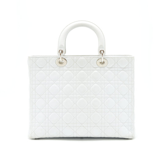 Dior Lady Dior Bag Large in White SHW