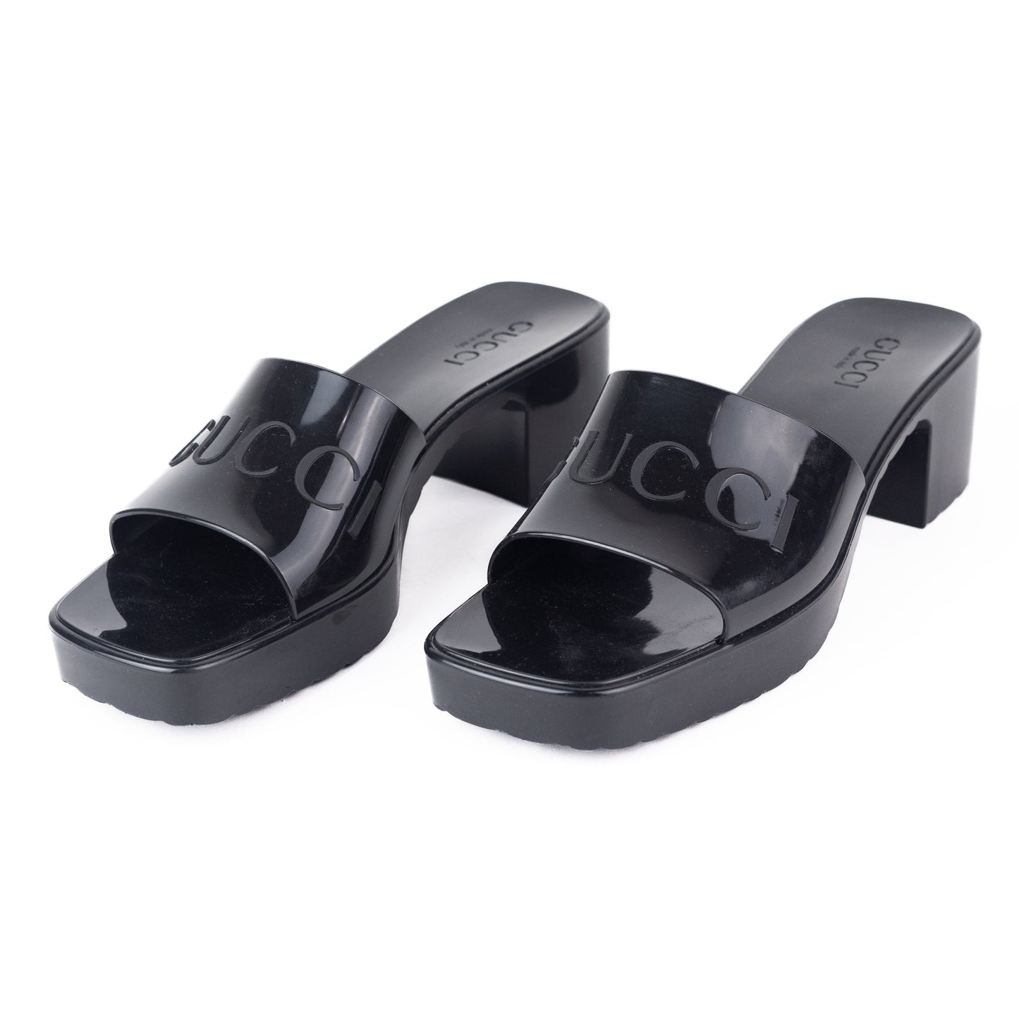 Gucci Rubber Slide Sandals in Black