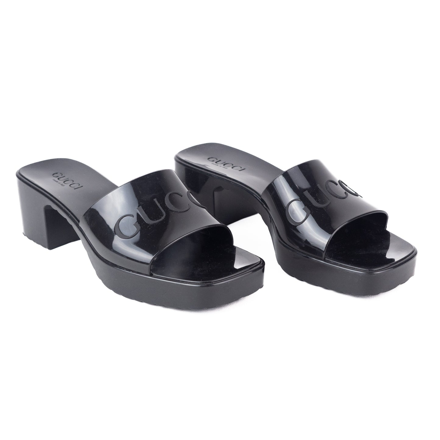 Gucci Rubber Slide Sandals in Black