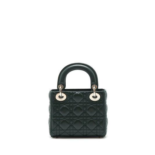 Dior mini Lady Dior lambskin Dark Green SHW