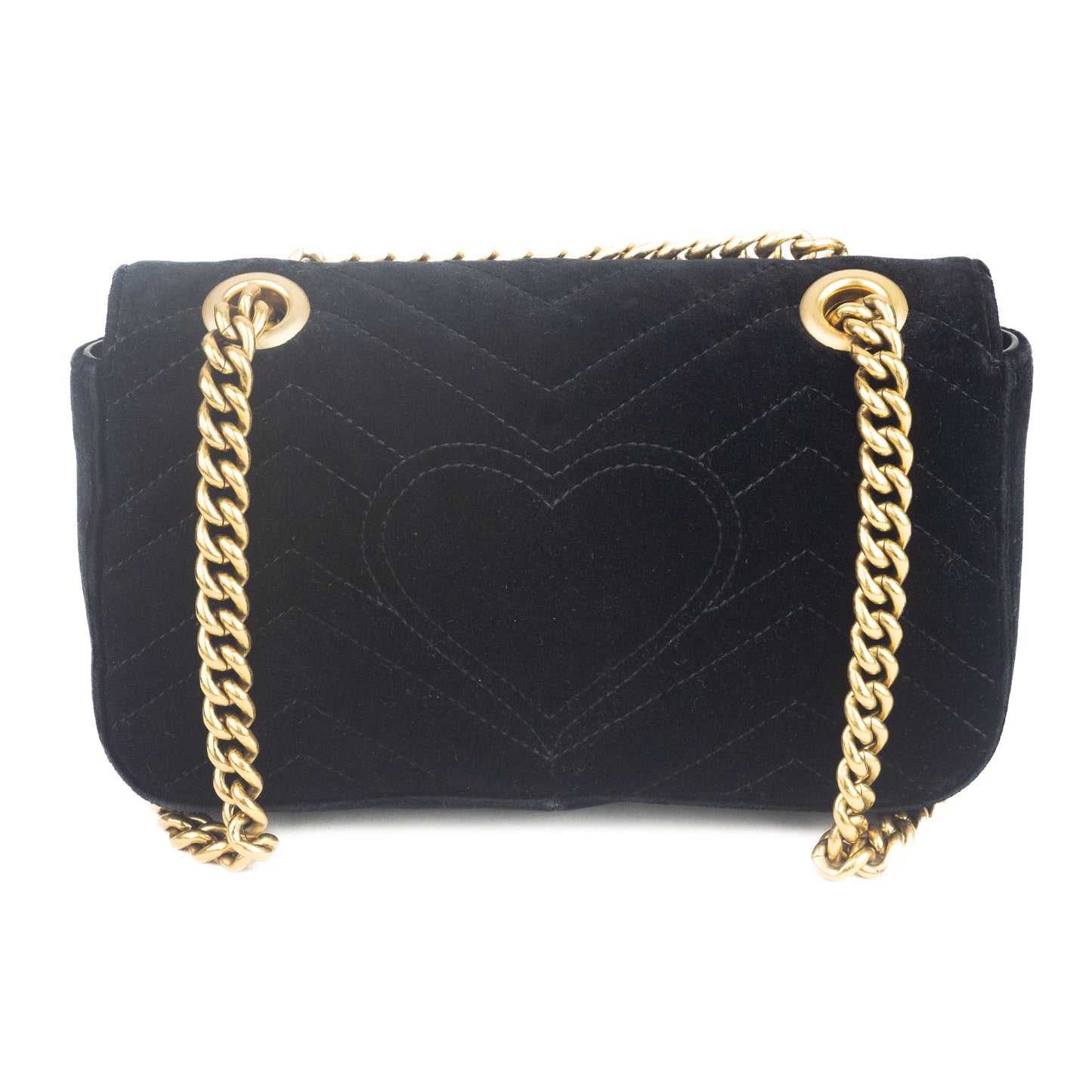 Gucci Velvet Matelasse Mini GG Marmont Shoulder Bag in black