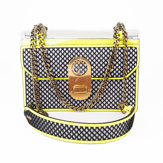 Christian Louboutin Small Elisa Neon Leather and PVC Shoulder Bag