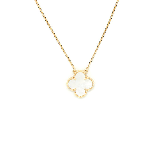 Van Cleef and Arpels Vintage Alhambra Pendant White mother of pearl with Yellow Gold