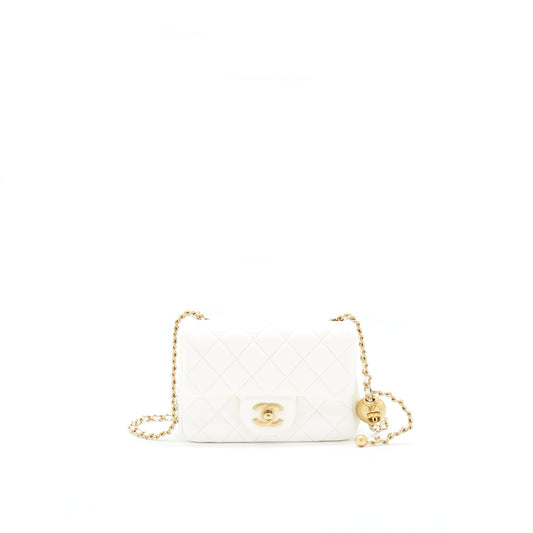 Chanel 21B Pearl Crush Square mini flap Bag White GHW