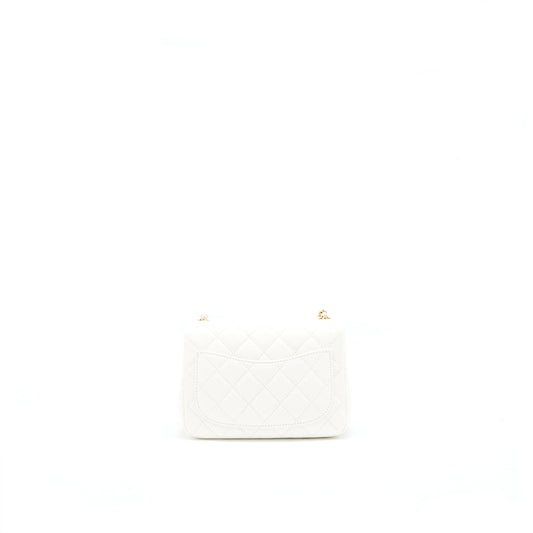 Chanel 21B Pearl Crush Square mini flap Bag White GHW