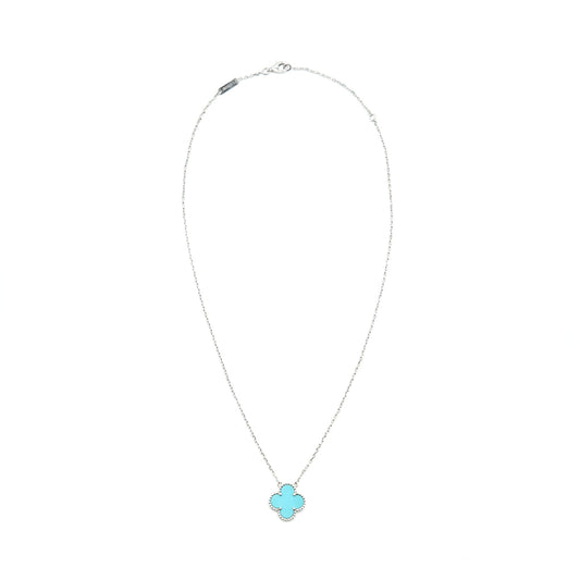 Van Cleef & Arpels Alhambra Vintage Turquoise White Gold Necklace