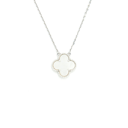 Van Cleef and Arpels vintage Alhambra pedent white Gold with mother of Pearl