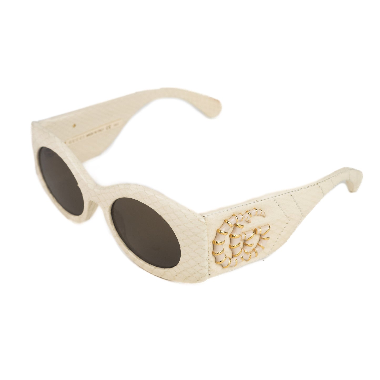 Gucci Quilted Snakeskin leather Sunglasses in ivory