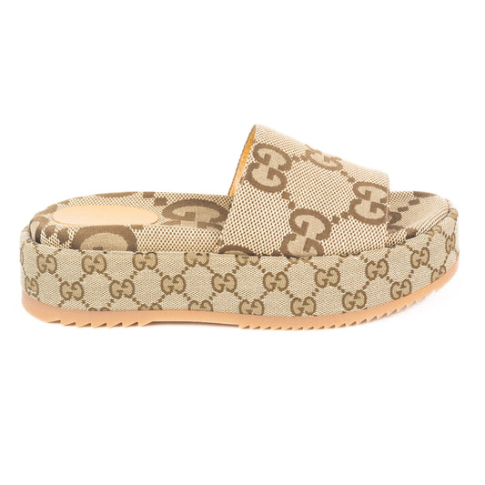 Gucci Platform Slide Sandals in Canvas