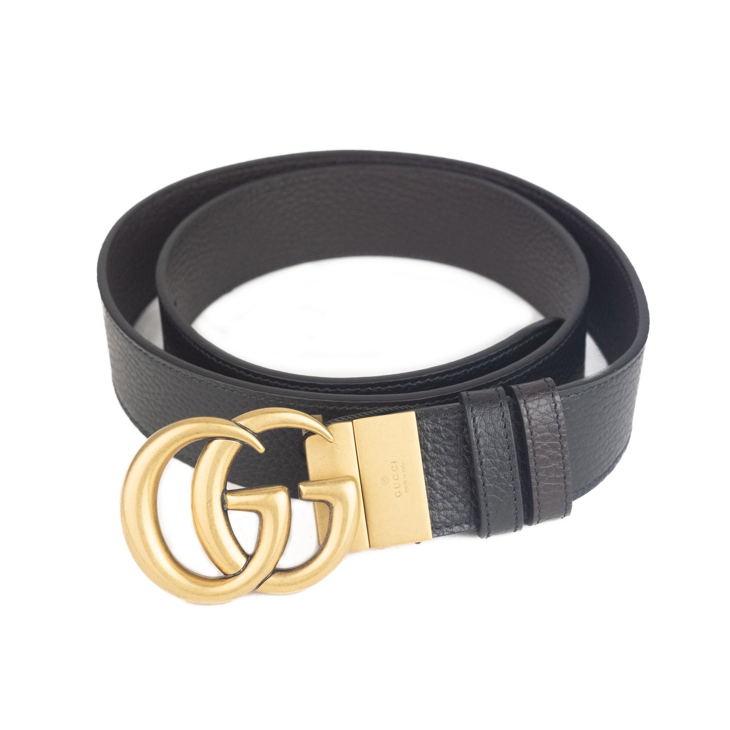Gucci Marmont Reversible Leather Belt in Black/brown