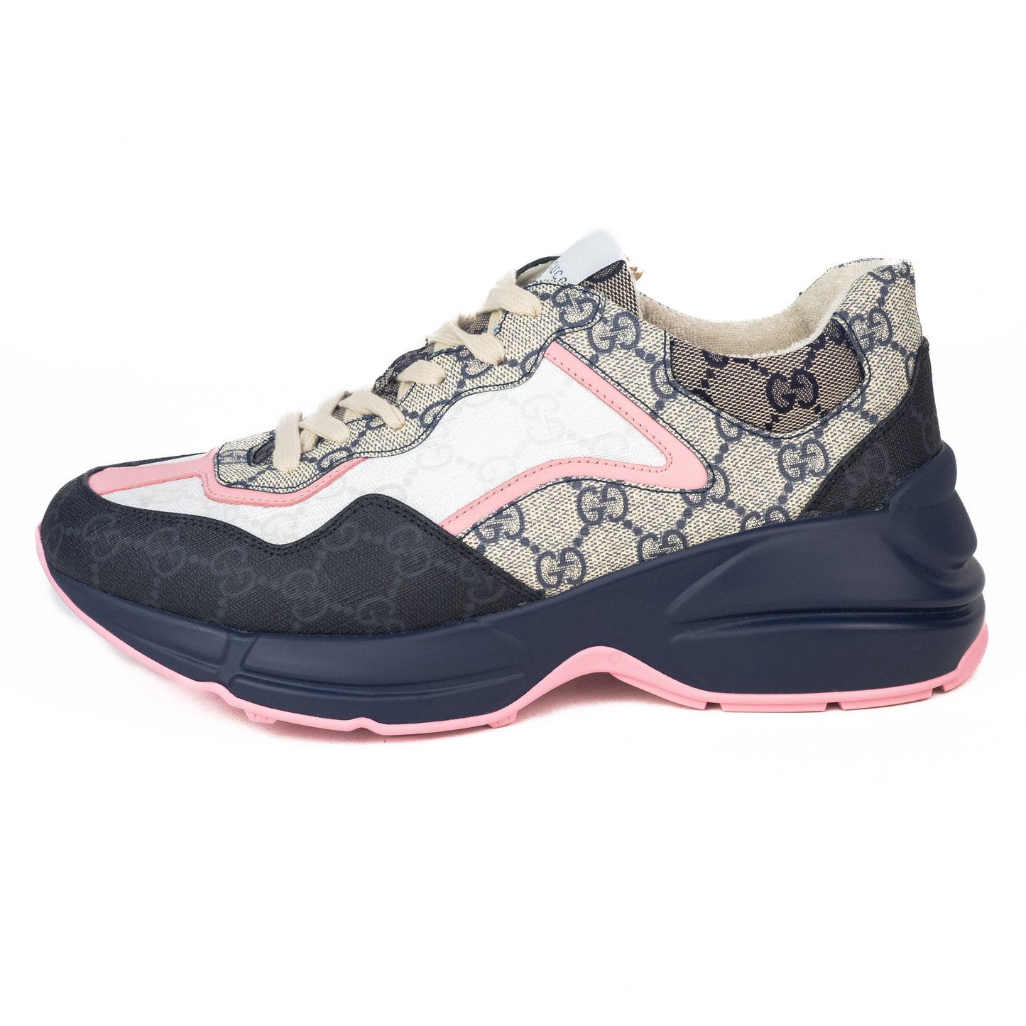 Gucci GG Rhyton Sneakers in Beige and Blue Supreme
