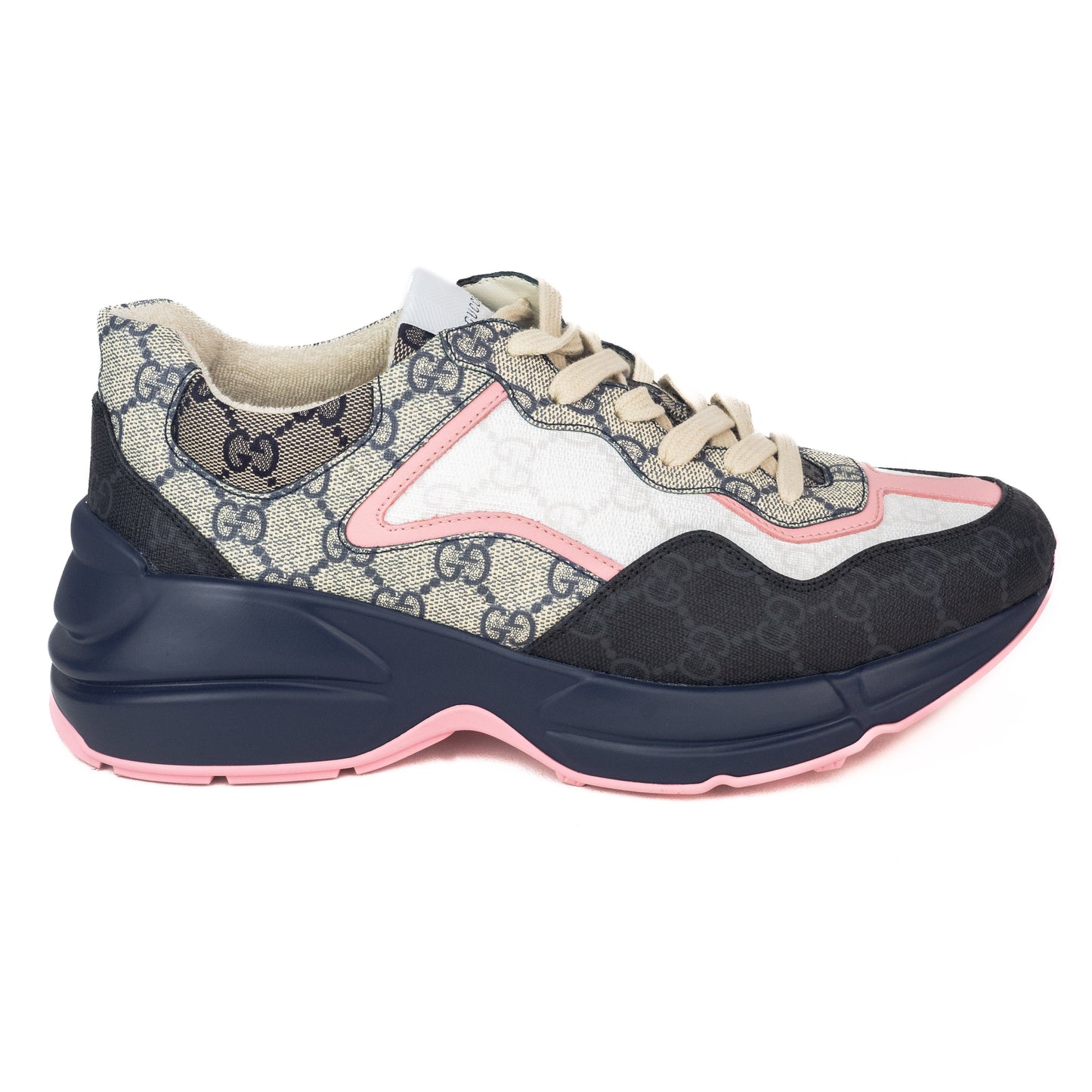 Gucci GG Rhyton Sneakers in Beige and Blue Supreme