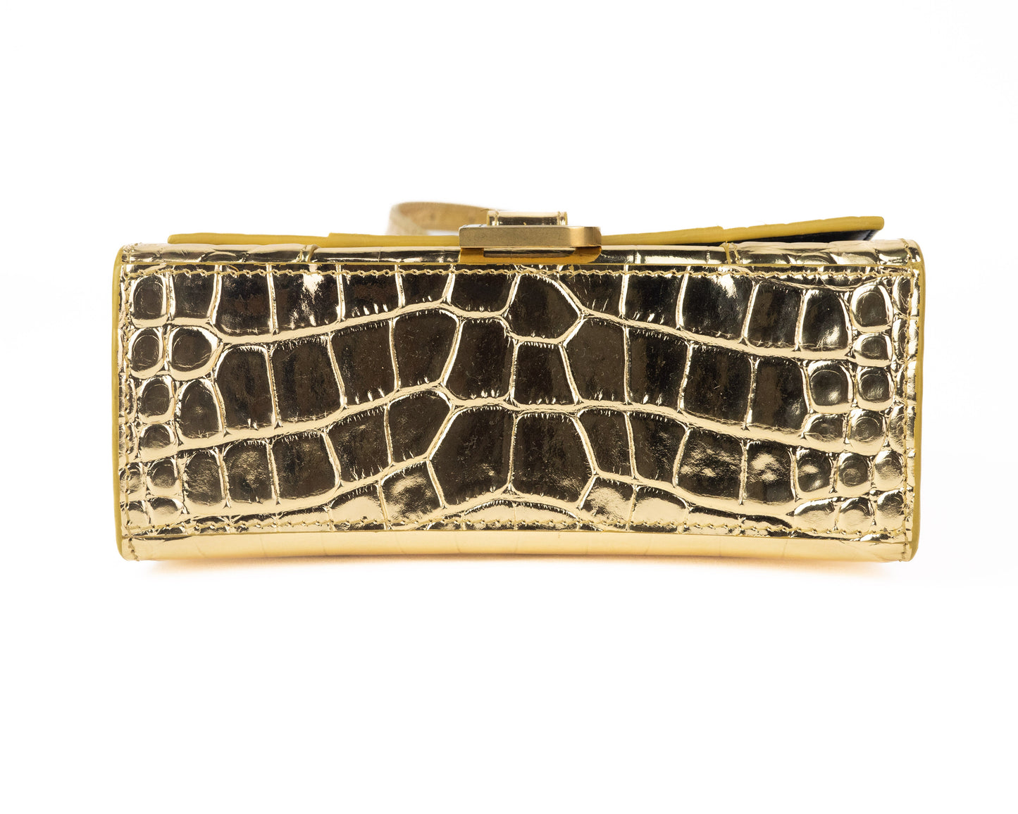 Balenciaga Gold Croc Embossed Hourglass XS Top-handle Bag