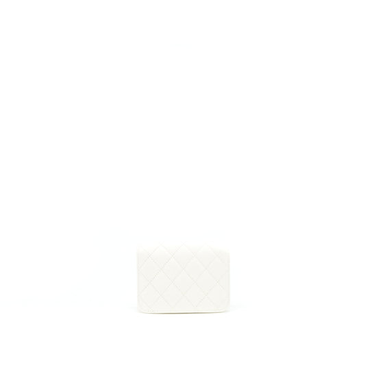 Chanel Pearl Crush Mini Flap Belt Bag White Lambskin GHW