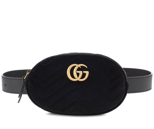 Gucci Marmont Small Velvet Belt Bag in Black