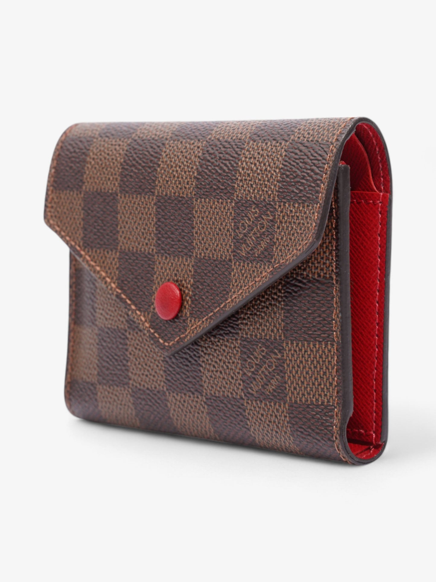 Louis Vuitton Victorine Wallet Damier Ebene / Red Coated Canvas