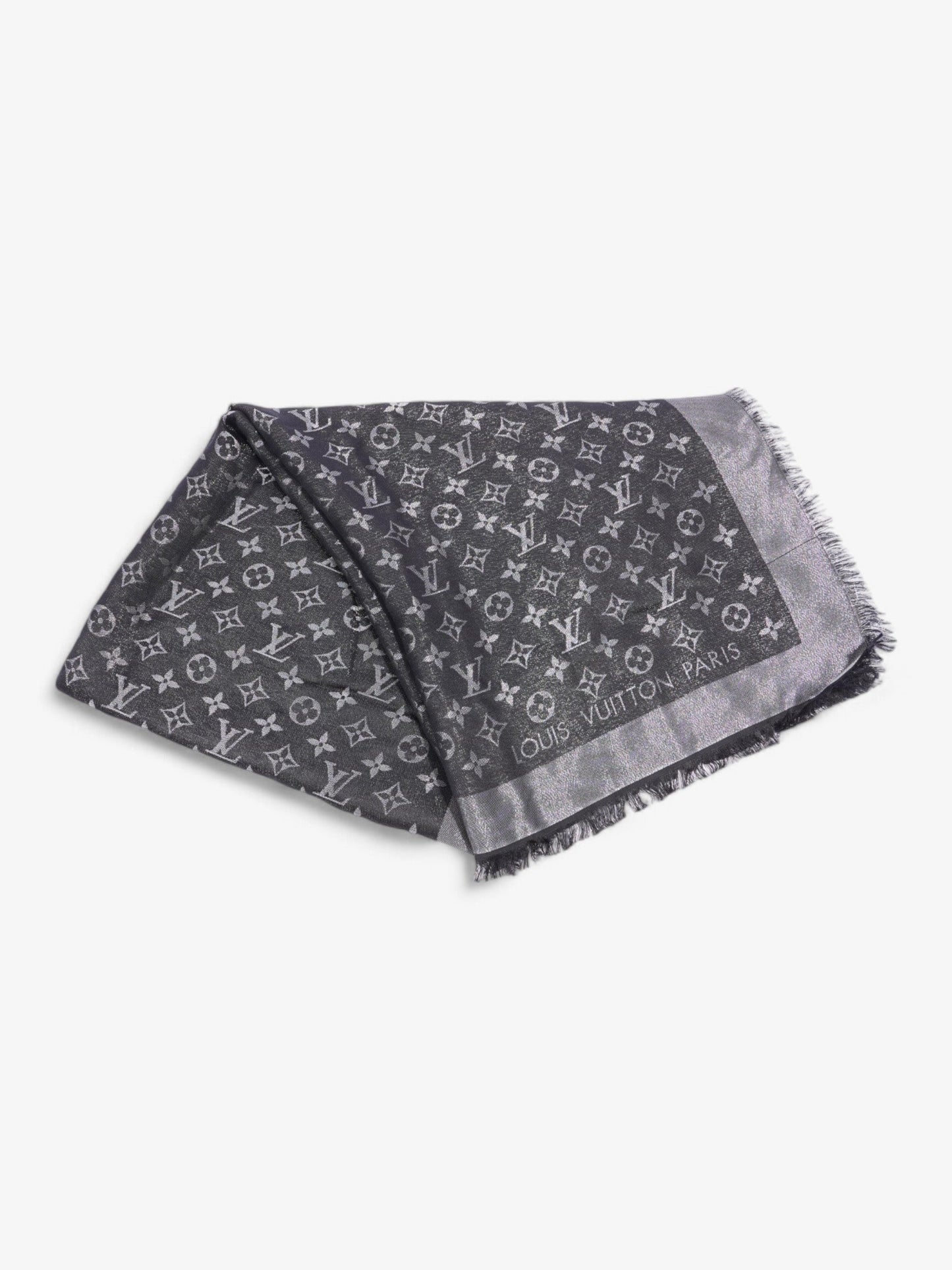 Louis Vuitton Chale Shawl Black Monogram Silk