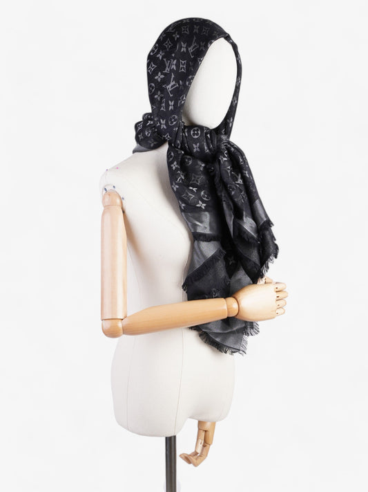 Louis Vuitton Chale Shawl Black Monogram Silk