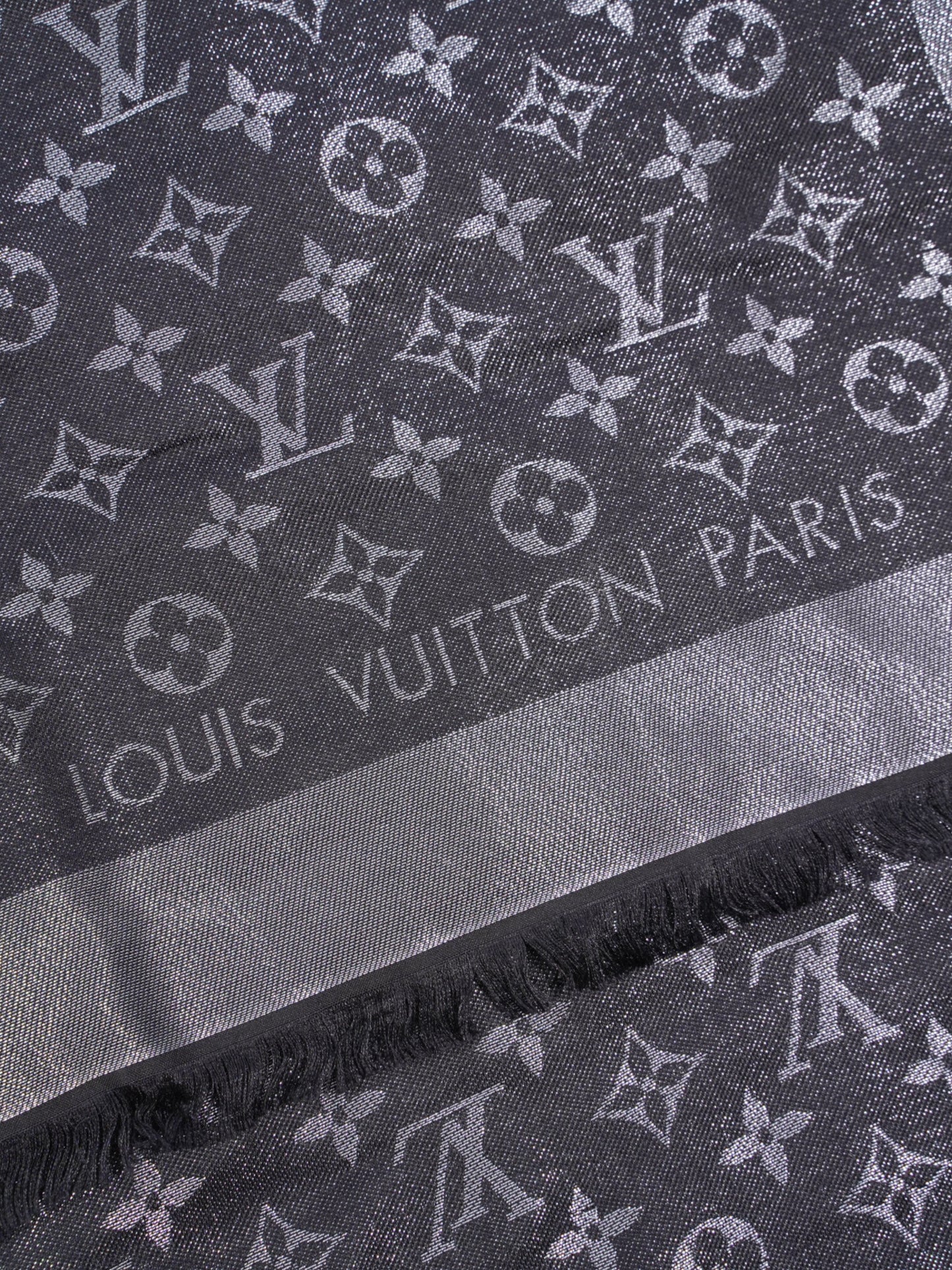 Louis Vuitton Chale Shawl Black Monogram Silk