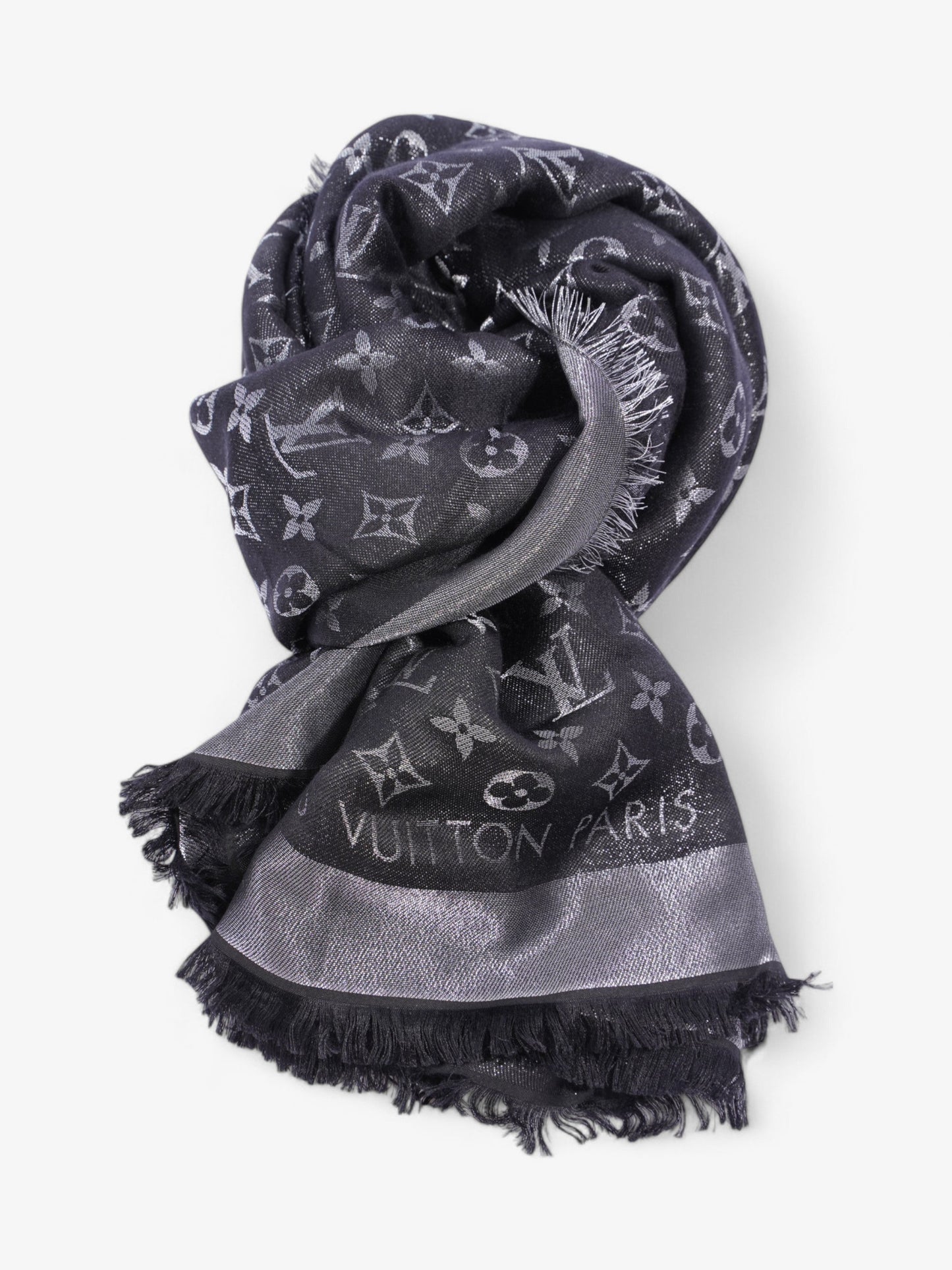 Louis Vuitton Chale Shawl Black Monogram Silk