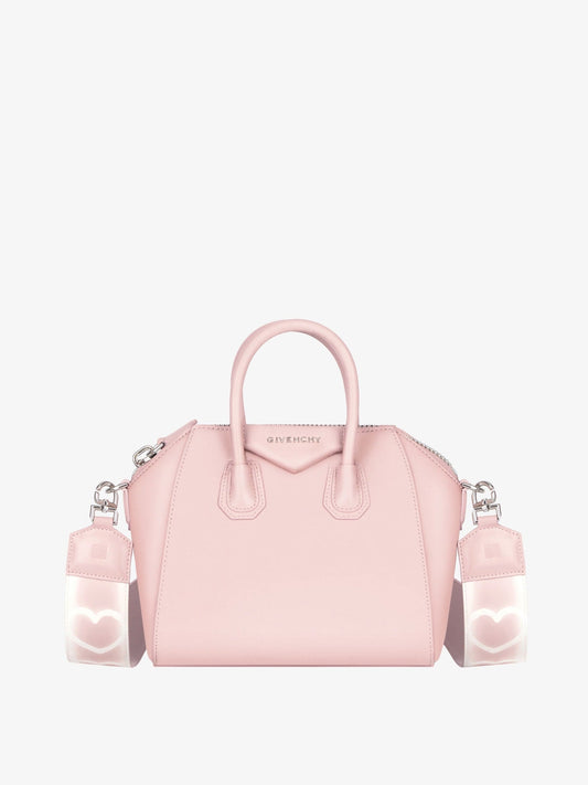 Givenchy Small Antigona Bag in Blush Pink Leather with Tag effect Heart Print