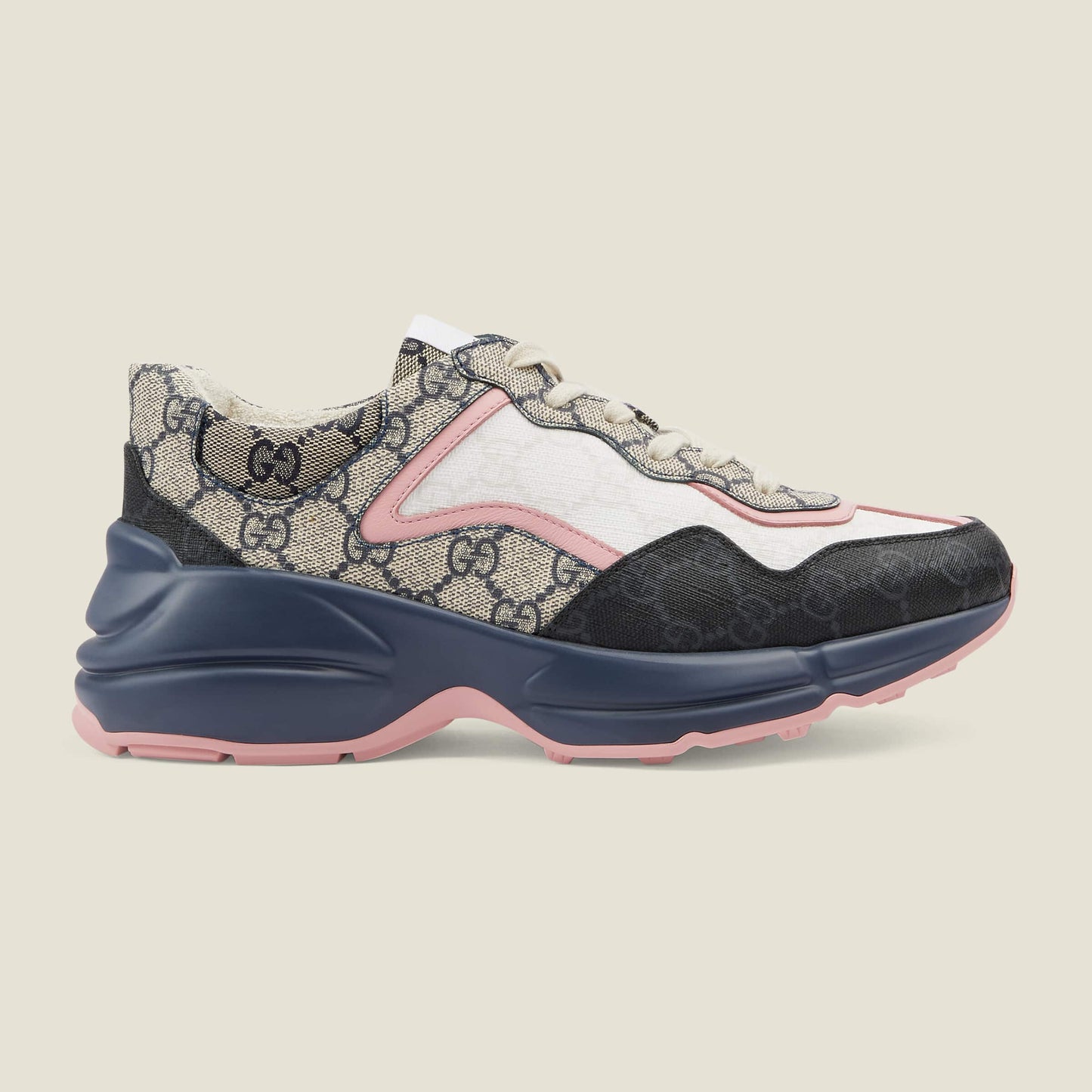 Gucci GG Rhyton Sneakers in Beige and Blue Supreme