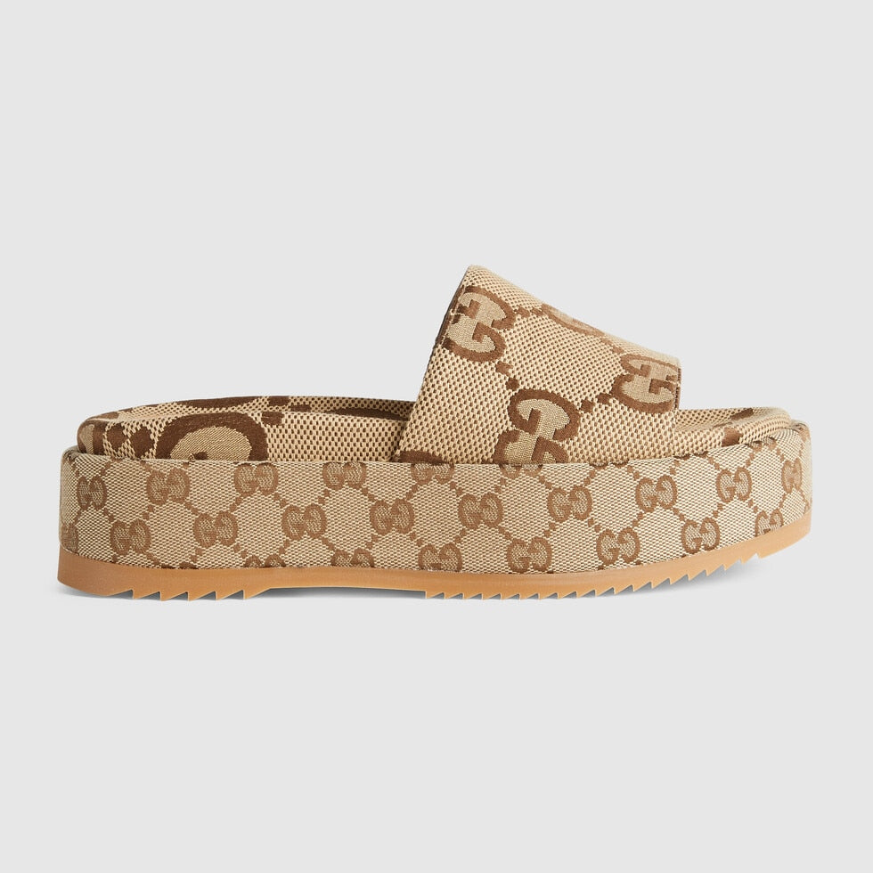 Gucci Platform Slide Sandals in Canvas