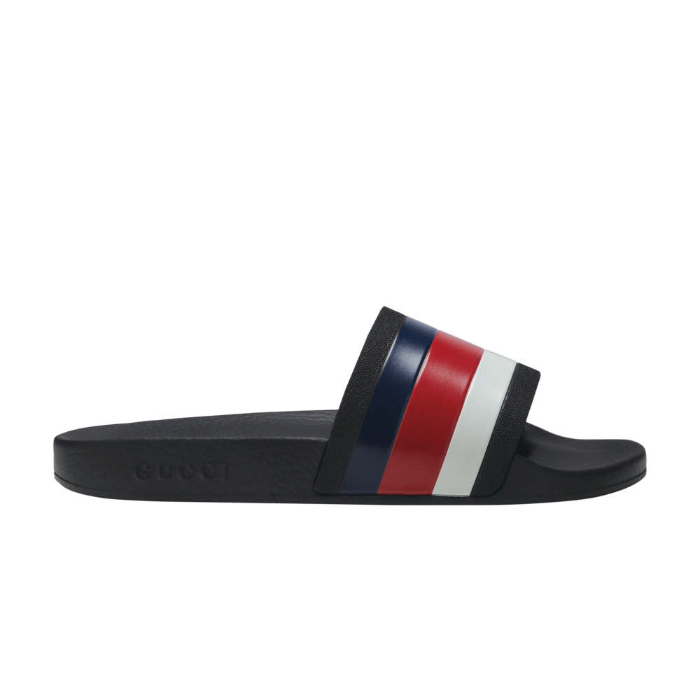 Gucci Rubber Slide Sandals in Red Blue and White