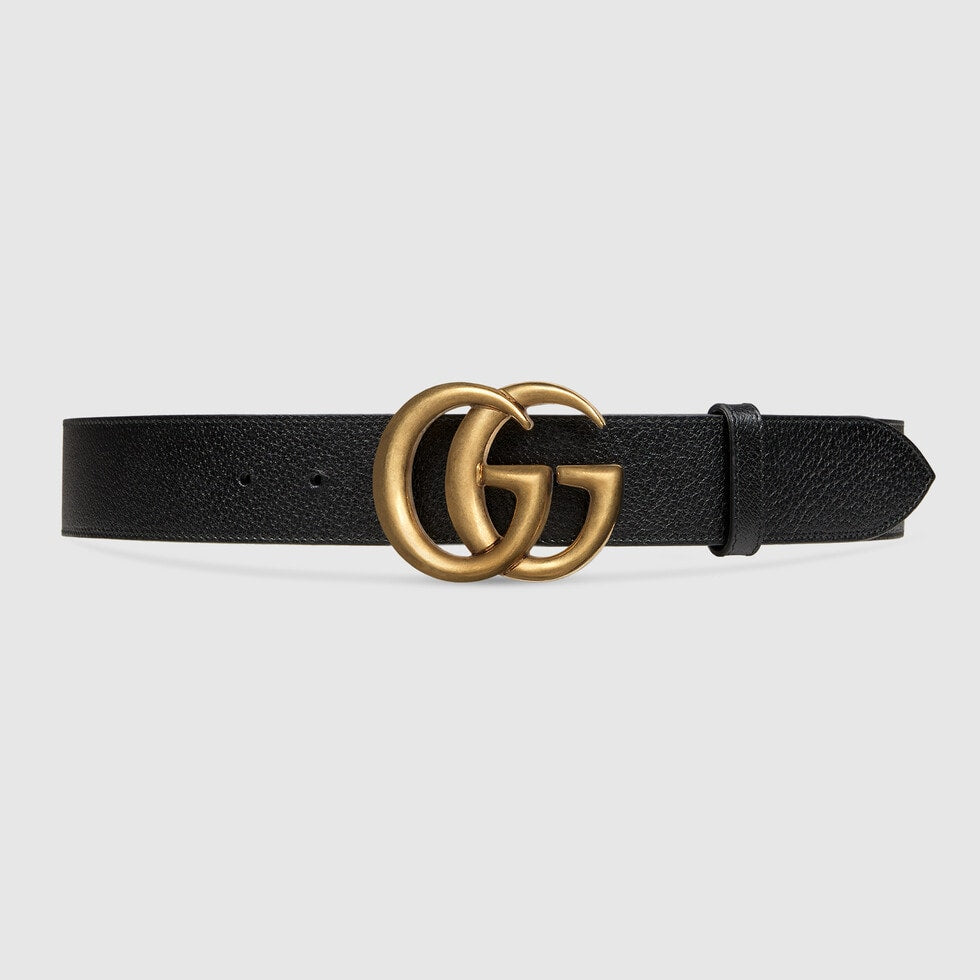 Gucci Wide Leather Belt with Double G Buckle