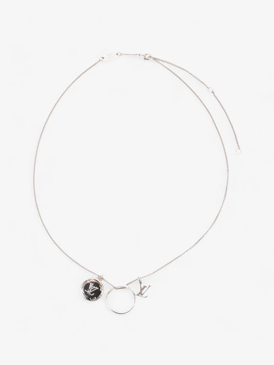 Louis Vuitton Monogram Charms Necklace Silver Brass