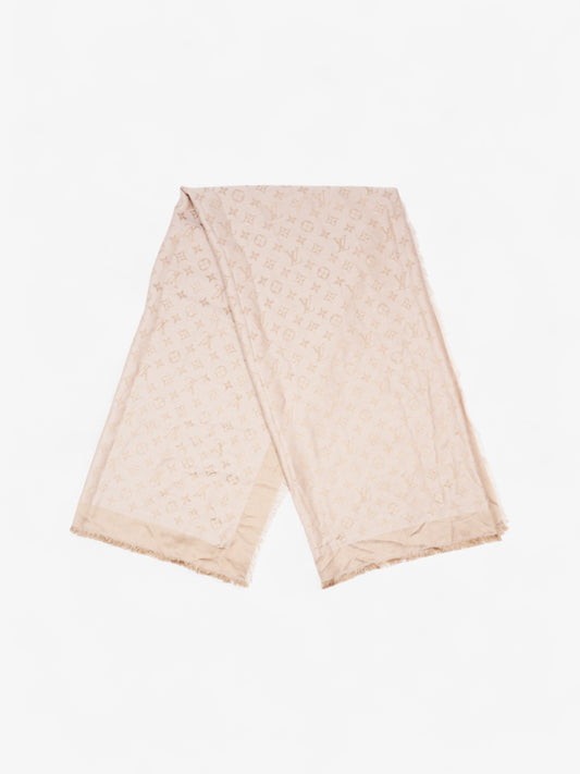 Louis Vuitton Monogram Shawl Beige Silk 139cm x 139cm