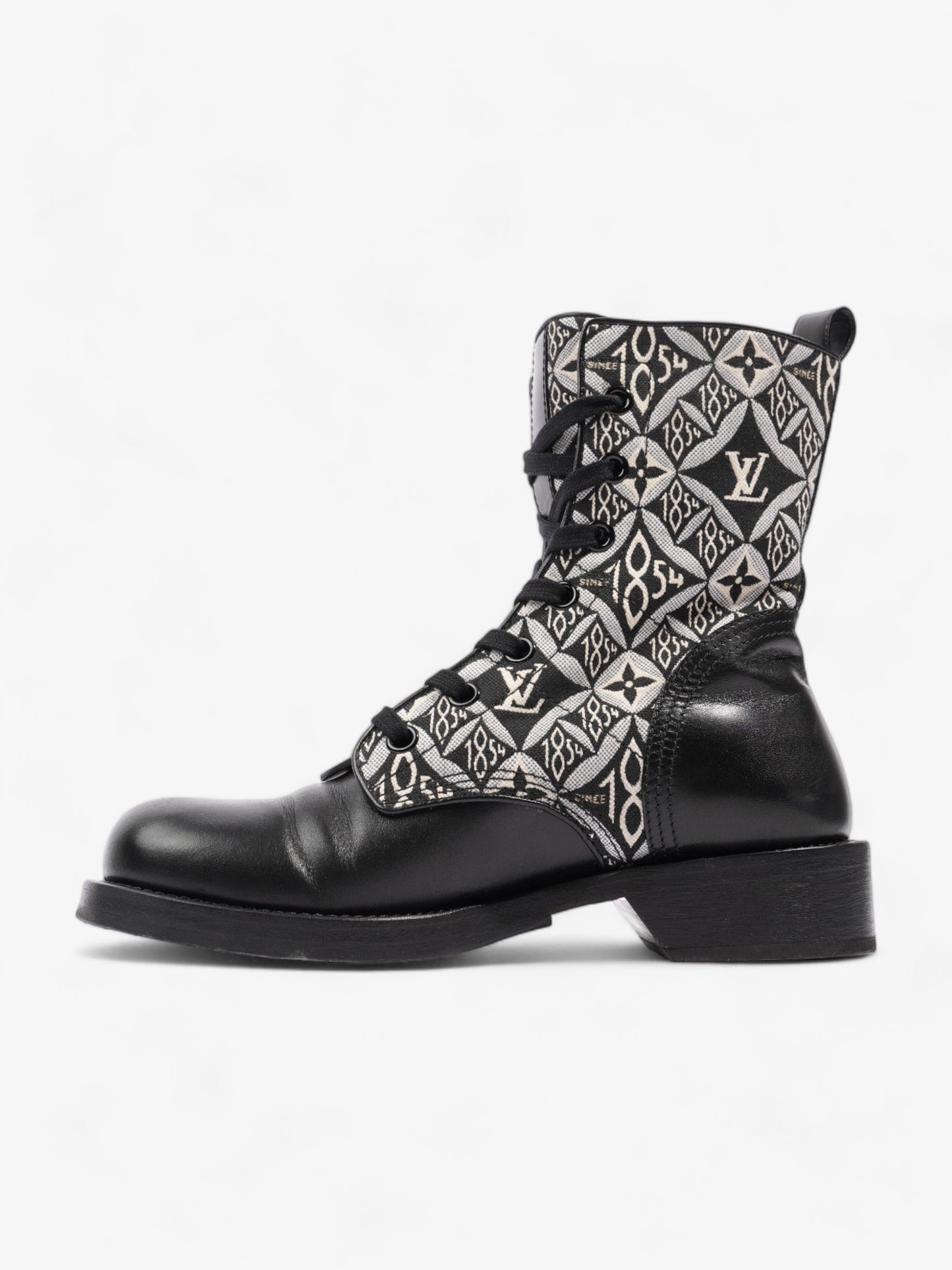 Louis Vuitton Since 1854 Metropolis Flat Ranger Boots Black Monogram Calfskin Leather EU 40 UK 7