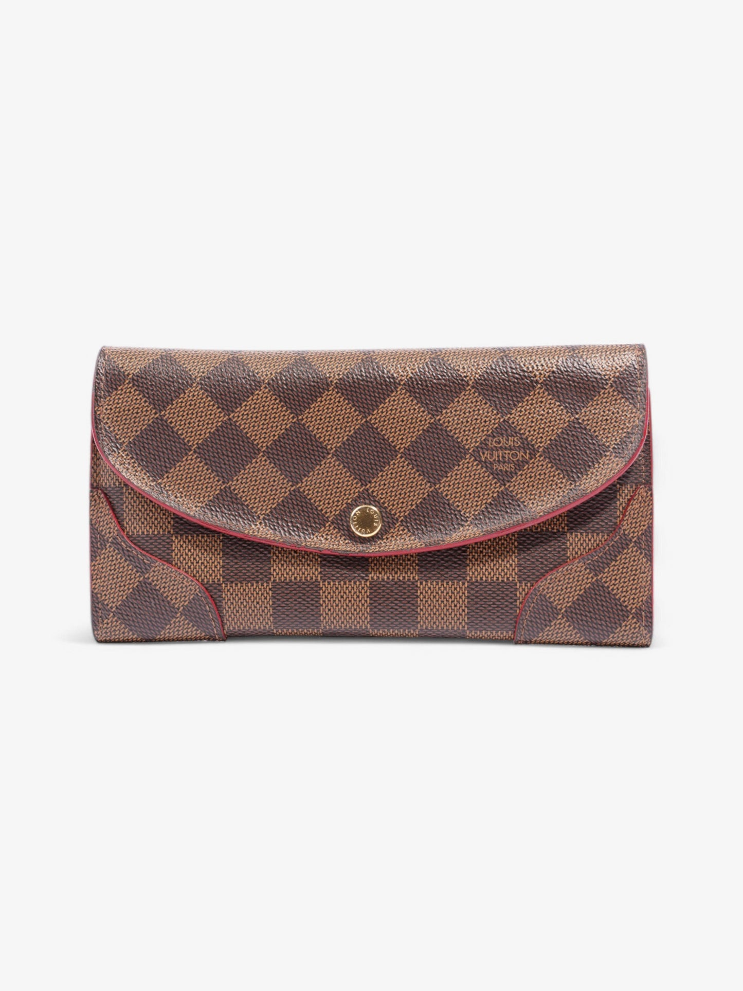 Louis Vuitton Kaisa Long Wallet Damier Ebene / Red / Gold Coated Canvas