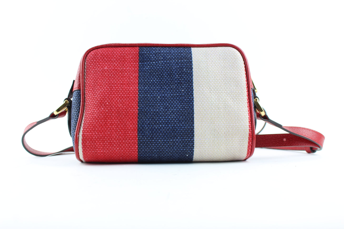 GUCCI OPHIDIA WASHED COTTON STRIPE MINI BAG