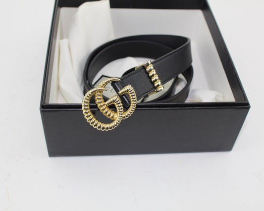 GUCCI LEATHER BELT WITH DOUBLE G BUCKLE size 80/32