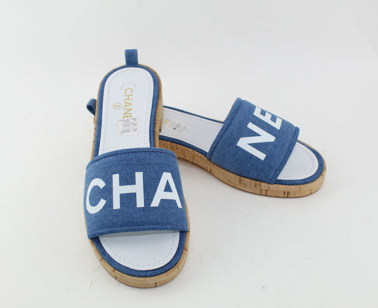 CHANEL DENIM SANDALS SIZE 41